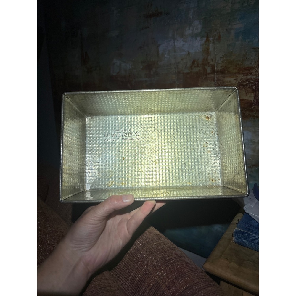 Vintage EKCO Ovenex No 57 Loaf Pan Starburst Textured Tin Bread Pan Made in USA